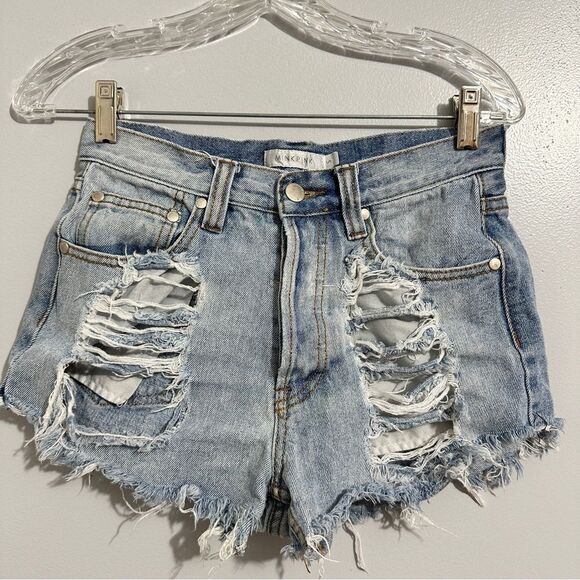 Mink Pink high waist jean shorts size S - Picture 1 of 5